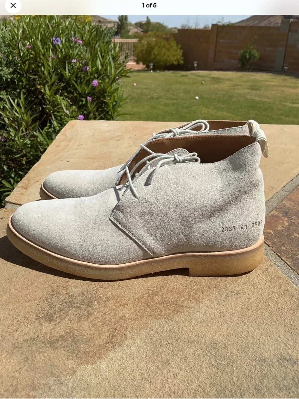 Common Projects Men's Suede Achilles Chukka Boots in Light Gray